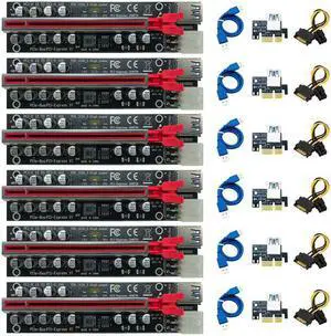 6PCS PCIE Riser for Video Card Riser PCI Express X16 Extender 12 Capacitor Dual LED Indicator USB3.0 Cable 6Pin Power for Mining 6PCS PCIE Riser for Video Card Riser PCI Express X16 Extender 12 Capacitor Dual LED Indicator USB3.0 Cable 6Pin Power for Mining