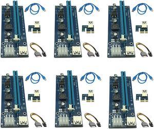 6pcs 006C USB 3.0 PCI-E Express 1X 4x 8x 16x Extender Riser Adapter Card SATA 15pin Male to 6pin Power Cable for Bitcoin Mining