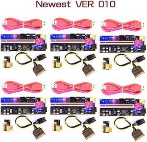 6PCS LED PCI-E PCIE Riser 010 GPU Riser PCI Express X16 For Video Card Riser PCIE X16 Extender Adapter For Bitcoin Miner Mining