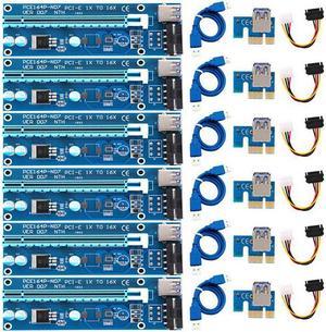 6PCS Riser VER 007 PCI-E Riser Card PCIE 1x to 16x Extender 60CM USB 3.0 Cable SATA to 4Pin Molex Power for Bitcoin Miner Mining