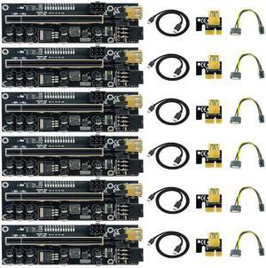 6PCS VER011 PCIE Riser for Video Card USB 3.0 PCI Express 1X to 16X Cabo Riser SATA to 6pin Power Cable for Bitcoin Miner Mining