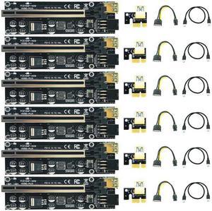 6PCS PCIE Riser 009S PLUS Riser PCI Express X16 Extender PCI E USB Riser 009S GPU 6Pin Card SATA 15pin for Bitcoin Miner Mining