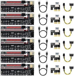 6Pc PCIE Riser V014 MAX Riser for Video Card Riser PCI Express X16 Extender Adapter with 3838 Flash LED for Bitcoin Miner Mining