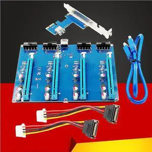 PCI-E 1x Expansion Kit PCI Express 1 to 4 Port PCI Express Switch Multiplier HUB Riser Card PCIE x1 to x16 Adapter for BTC Miner