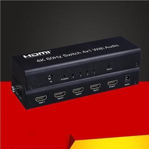 HDMI Switcher 4K 60Hz Switch 4 in 1 out HD-MI Splitter/Switcher Audio Extractor with ARC IR Remote Control for TV Xbox HDTV PS4