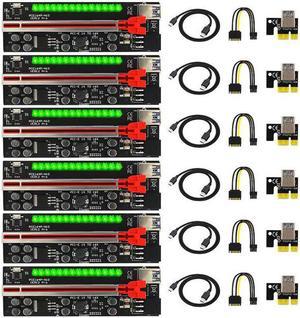 6 PCS PCIE Riser VER12 Pro Cabo Riser PCI Express X16 Extender PCI E USB Riser 6Pin Adapter Card SATA 15pin for BTC Miner Mining