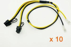 10PCS Power Cable PCIE Video Card Dual 8Pin (6+2) Splitter Power Supply Cord Wire with Terminal 12AWG+16AWG for BTC Miner Mining