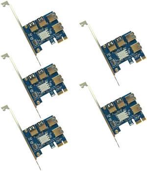 5PCS PCIe 1 to 4 PCI Express 16X Riser Card PCI-E 1X to External 4 PCI-e Slot Adapter Multiplier Card for Bitcoin Miner Mining