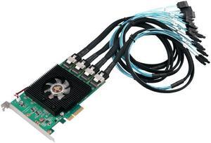 16 Ports SATA Card 6Gbps PCI Express Controller Card Marvell 88SE9215 Chipset PCIe to SATA III 3.0 with Mini SAS to 4 SATA Cable