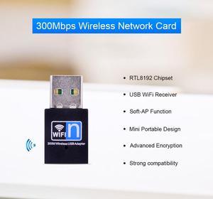 CHIPAL  Mini adaptateur WiFi USB 2.0, 300Mbps, carte réseau sans fil 802.11n, antenne LAN, récepteur Ethernet, pour ordinateur de bureau et portable