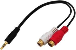 Câble Coaxial Aux plaqué or Jack vers 2 RCA, 0.2M, 3.5mm, câble Audio 3.5 mâle vers RCA femelle, pour ordinateur portable, TV, amplificateur DVD