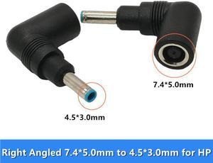 Adaptateur de convertisseur de chargeur d'alimentation cc, prise femelle à Jack mâle 7.4x5.0mm, connecteur à Angle droit pour HP avec pointes bleues, 4.5x3.0mm