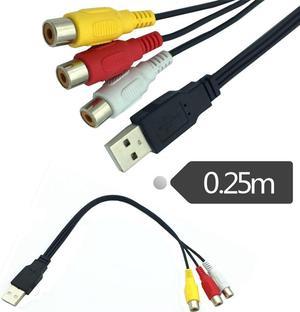 Adaptateur USB mâle vers 3 RCA femelle, convertisseur Audio vidéo AV A/V, câble USB vers RCA pour HDTV, cordon de télévision