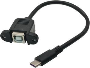 Câble USB 0.2 B femelle vers type-c 2.0 mâle de 3.1 m, pour Scanner, imprimante, Installation sur panneau de boîtier d'ordinateur avec connecteur à trou de vis