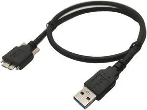 Câble USB 0.6 à Micro B de 3.0 m, 5Gbps, cordon de connexion à vis de verrouillage pour montage sur panneau
