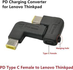 Adaptateur de charge d'alimentation USB Type C 65W PD, entrée femelle à pointe mince pour Lenovo B50 G40 G50 G70 G505S Z40 Z50 Z70 (carré a)