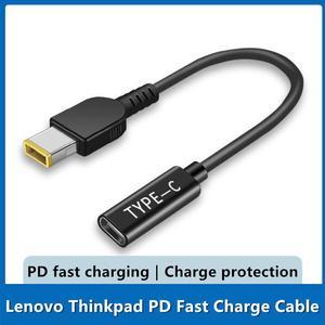 Câble de chargeur de type-c femelle à CC entièrement en cuivre pour Lenovo, connecteur d'alimentation mâle PD carré avec puce à Induction, modèle Thinkpad, 15cm