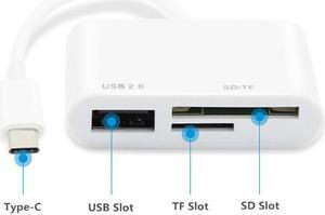 Port type-c 3 en 1 USB lecteur de carte adaptateur Type C câble SD Micro SD TF caméra connexion pour téléphone portable, avec emballage de vente au détail