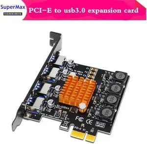 Carte d'extension PCI-E vers USB3.0, 4 ports, haute vitesse, 8A, sans alimentation externe, 1 pièces, livraison gratuite