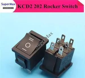 Interrupteur à bascule électrique, 50 pièces, 21x15mm, noir, AC, 6 broches, 3 positions, on/off, pour équipement électronique, 6A/10A, KCD2 202 Interrupteur à bascule électrique, 50 pièces, 21x15mm, noir, AC, 6 broches, 3 positions, on/off, pour équipement électronique, 6A/10A, KCD2 202