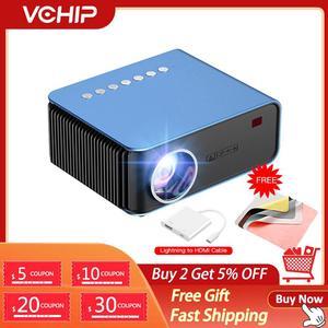 VCHIP T4  Mini projecteur Portable pour Home cinéma, LED, 4K, supporte 1080P, lecteur multimédia Youtube, avec cadeau