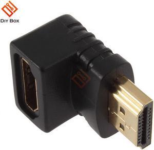 Male to Female M/F Coupler Right Angle Cable Extender Adapter Connector for HDMI-compatible for HDTV HDCP 1080p Black Wholesale