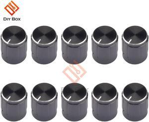 10PCS/Lot Black Metal 6 mm Knurled Shaft Insert Dia. Potentiometer Control Knobs Switch Knob 15mm Dia. x 16.5mm Height