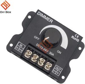 Black LED Dimmer DC12-24V 30A 1W Adjustable Brightness Controller Switch Lamp Bulb Strip Driver Single Color Light Power Supply