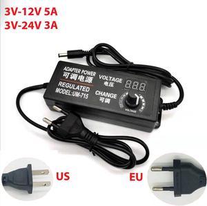 Adaptateur universel réglable AC à DC 3V-12V 3V-24V, avec écran d'affichage, tension régulée, alimentation électrique 3V 12V 24V