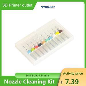 TRONXY 10 Pieces 3D Printer Nozzle Cleaning Tools Cleaning Needles 0.1-1mm Drill with Clear Storage Box