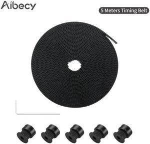 Aibecy 5 Meters GT2 Timing Belt 6mm Width with 5pcs GT2 20 Teeth Pulley Wheels 5mm Bore Allen Wrench for 3D Printer Accessories