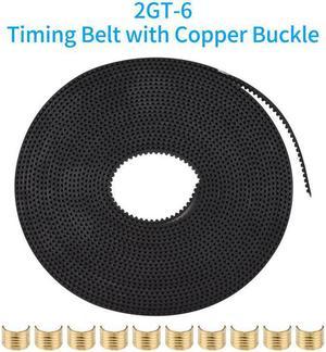 2GT Timing Belt Width 6mm 5M/16.4ft Length with 10 Brass Copper Buckle for Creality Ender-3 Pro Printer Rubber Reinforced Belt