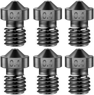 6PCS Hardened Steel Die Steel Nozzle 1.75mm 0.4mm High Temperature Resistant for 1.75mm Filament Creality Ender 3/3 pro/CR10