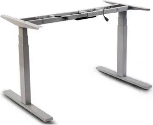 VWINDESK VJ201-S3 Electric Height Adjustable Sitting Standing Desk Frame Only/Sit Stand - Dual Motors 3 Segment Motorized Desk Base Only 42'' x 10'' x 9'' Gray