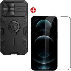Nillkin for iPhone 13 Pro Accessories Set Armor Slide Lens Cover with Bracket Protective Case + CP+PRO Amazing 9H Anti-Explosion Tempered Glass Screen Protector