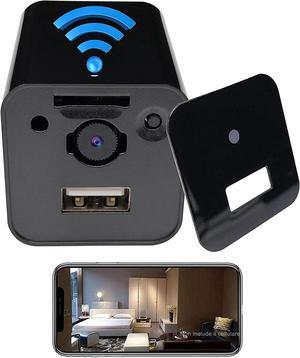Fenordi brand wireless IP camera, charger camera, camera with charging function, hidden camera, small camera, WIFI spy camera, small home camera, APP: Tuya Smart. black