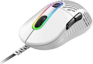 MOUNTAIN Makalu 67 RGB Gaming Mouse with Unique Patented Lightweight Rib Design Construction, PixArt PAW3370 Sensor and 100% PTFE Mouse Feet (White)