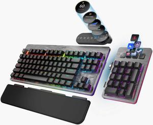 MOUNTAIN Everest Max Mechanical Gaming Keyboard - Modular - Integrated Display Keys - Hot-Swappable Switches - OBS Controls Integration - Linear and Quiet - RGB Backlit - Gunmetal Gray