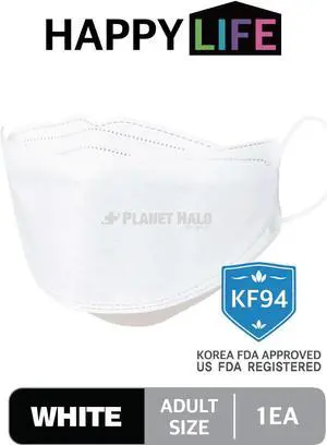 Good Day - Happy Life Premium White KF94 Face Mask - Adult 10 Count - Individually Packaged