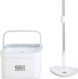 Mop and Bucket with Wringer Set - Triangle Mop Set in Gray-White for Hardwood Laminate Tile with Separate Dirty Water Filtration System - Hand-Free Cordless Mop