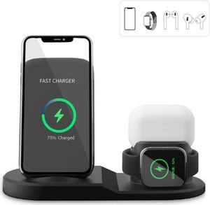 ChaoriMall 3 in 1 wireless charger Cargador inalámbrico 15W compatible with iPhone 131211 ProMaxXsXXr8 AirPods 12Pro iWatch 7654321 Samsung Galaxy S20S10NoteLG
