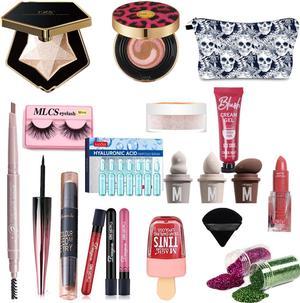 Makeup set of 15 pcs, including eye shadow/ Mascara/ eyebrow pencil/ eyeliner/ foundation/ concealer/ highlighter/ loose powder/ blush , etc.