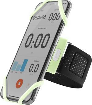 Bone Run Tie, Running Armband Phone Holder for Apple iPhone 13 12 11 Pro Max Mini XS XR X 8 Samsung Galaxy S21 S20 Note 20 10 Smartphone for Mobile Size 4-6.7" ( Luminous/ Arm Size 7.9-9.8") Green