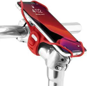 Bone Bike Tie Pro 3, Universal Bike Phone Mount for Stem Mount, Bicycle Motorcycle Phone Holder for iPhone 13 12 Pro Max Mini 11 X 8 7 6 Plus, Galaxy Note20 10 9 S20 10 9 8, Phones 5.8"-7.2" (Red)