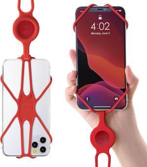 Bone Lanyard Phone Tie 2, Universal Cell Phone Lanyard, Silicone Mobile Phone Neck Strap for Apple iPhone 13 12 11 Pro Max Mini, Samsung Galaxy S21 Note 20 Ultra Smartphone (Red)