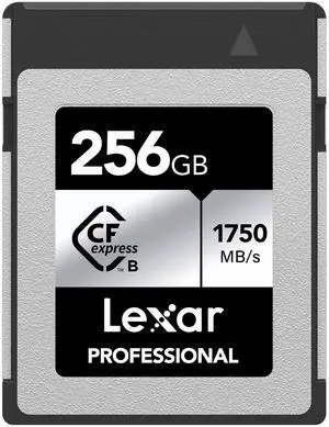 Lexar 256GB Professional CFexpress Type B Silver Series Memory Card, for Photographers, Videographers, Up to 1750/1300 MB/s, 8K Video (LCXEXSL256G-RNENG)