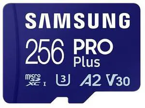 Samsung PRO Plus 256GB MicroSD Card + SD Adapter for Mobile Gaming on Smartphones, Tablets and Handheld Consoles, UHS-I U3, Full HD & 4K UHD, 180MB/s Read, 130MB/s Write, MB-MD256SA/EU