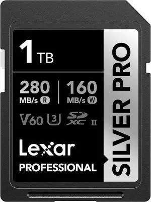 Lexar 1TB Silver PRO SD Memory Card, 280MB/s Read, 4K, V60, U3, UHS-II | Compatible w/ Canon, Sony, Nikon, Ideal for Professional Photographer Lexar 1TB Silver PRO SD Memory Card, 280MB/s Read, 4K, V60, U3, UHS-II | Compatible w/ Canon, Sony, Nikon, Ideal for Professional Photographer
