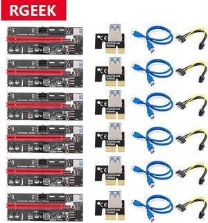 6pcs est VER009 USB 3.0 PCI-E Riser VER 009S Express 1X 4x 8x 16x Extender pcie Riser Adapter Card SATA 15pin to 6 pin Power