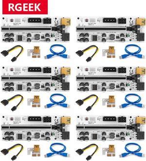 6pcs est 010X USB 3.0 PCI-E Riser VER 010 Express 1X 4x 8x 16x Extender Riser Adapter Card SATA 15pin to 6 pin Power Cable